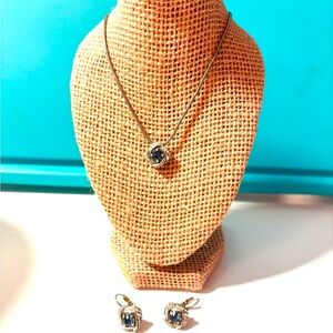 Brighton Silver and Blue Necklace with Earrings